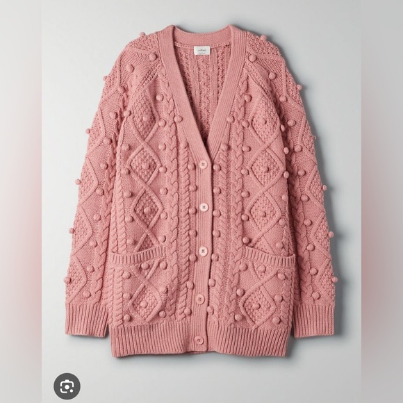 Wilfred Sweaters - Aritzia Wilfred Alps Cardigan in Rose Blush, merino blend, size small oversized